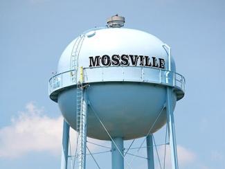 water tower that says mossville