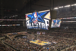 big screen tv that says all star