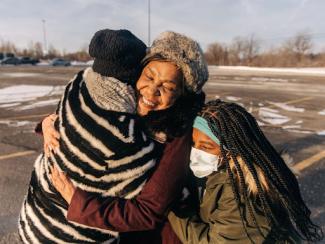renay lynch hugging someone
