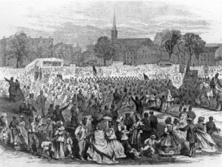 crowd of people at a rally