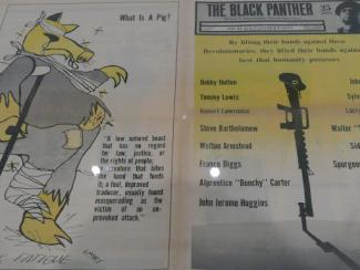 display of a black panther newspaper