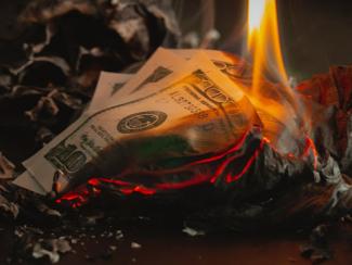 money set on fire