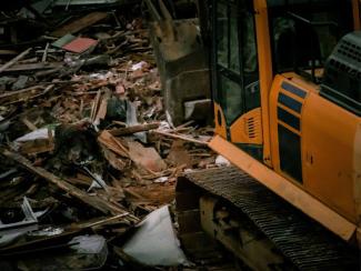 view from a window of a construction site destroying