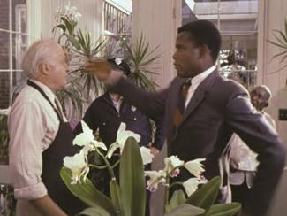 scene of sidney poitier getting ready to sleep 