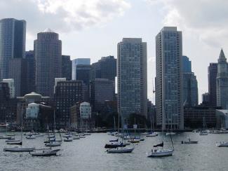 boston skyline from boston harbor