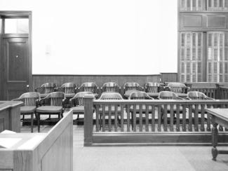 jury box in wharton county courthouse in wharton texas