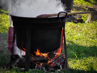 camping pot over open fire